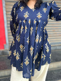 BLUE BACK TIE UP PEPLUM