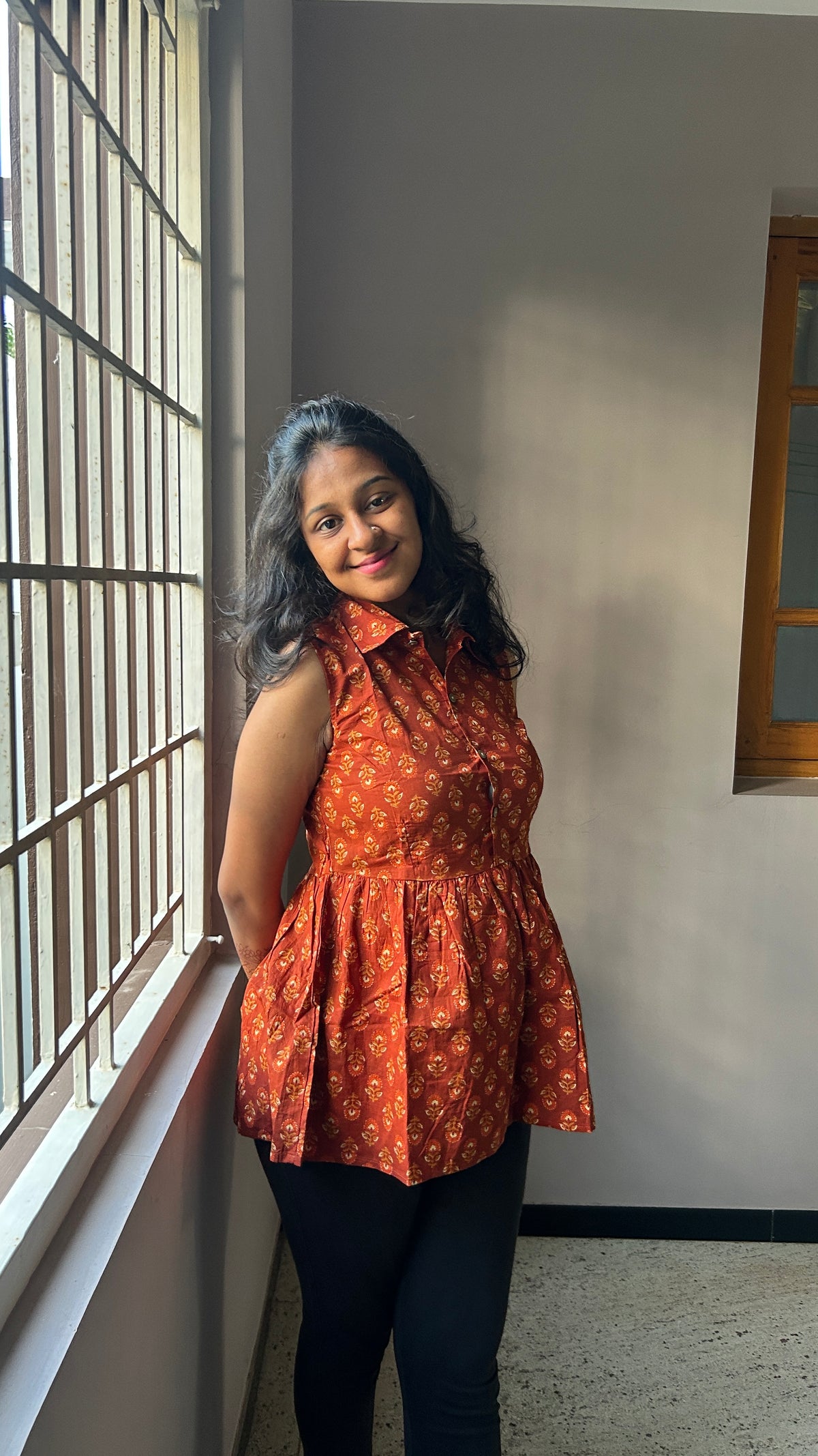 RUST ORANGE PEPLUM