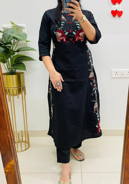 BLACK EMBROIDERY COORDS