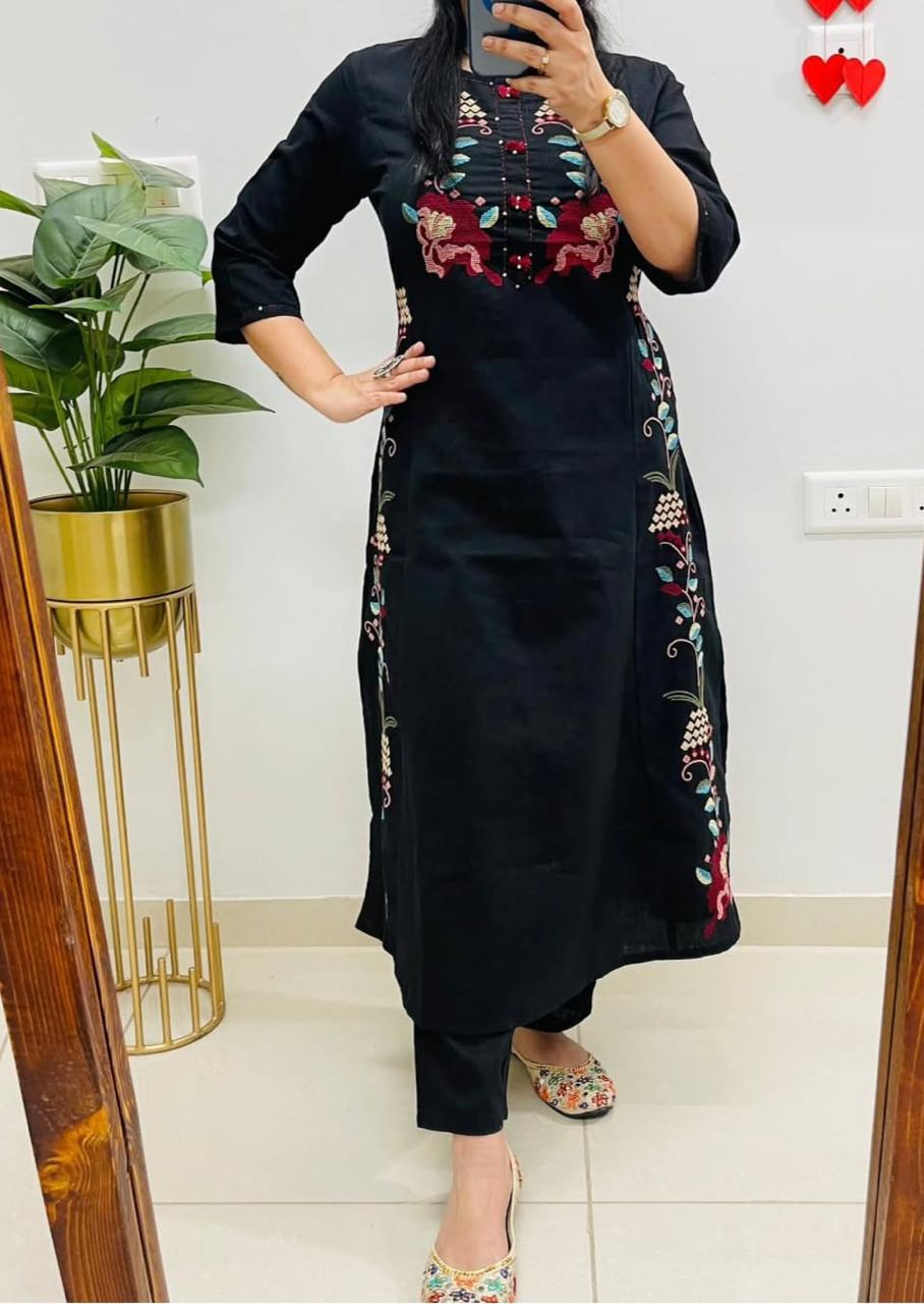 BLACK EMBROIDERY COORDS