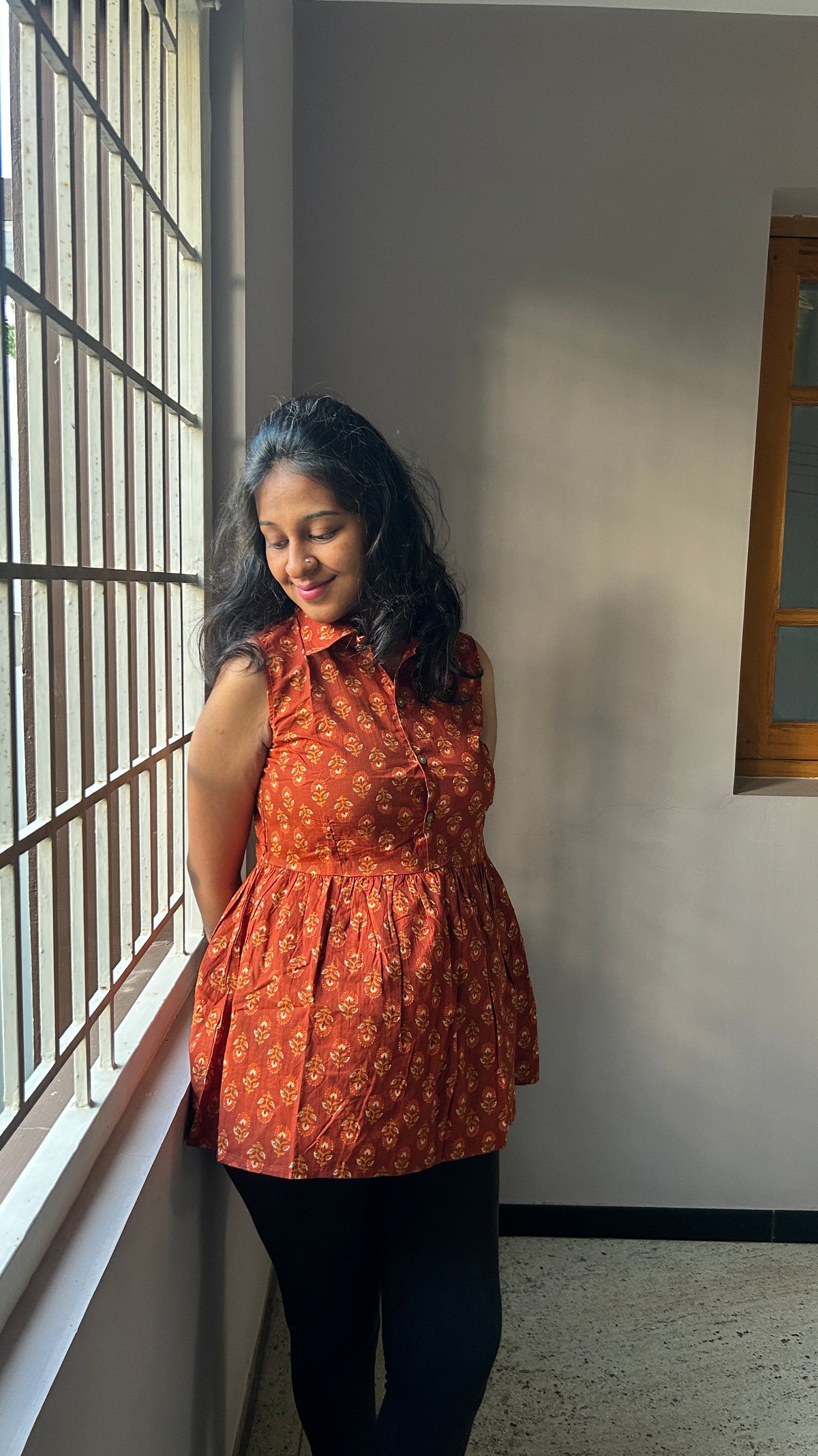 RUST ORANGE PEPLUM