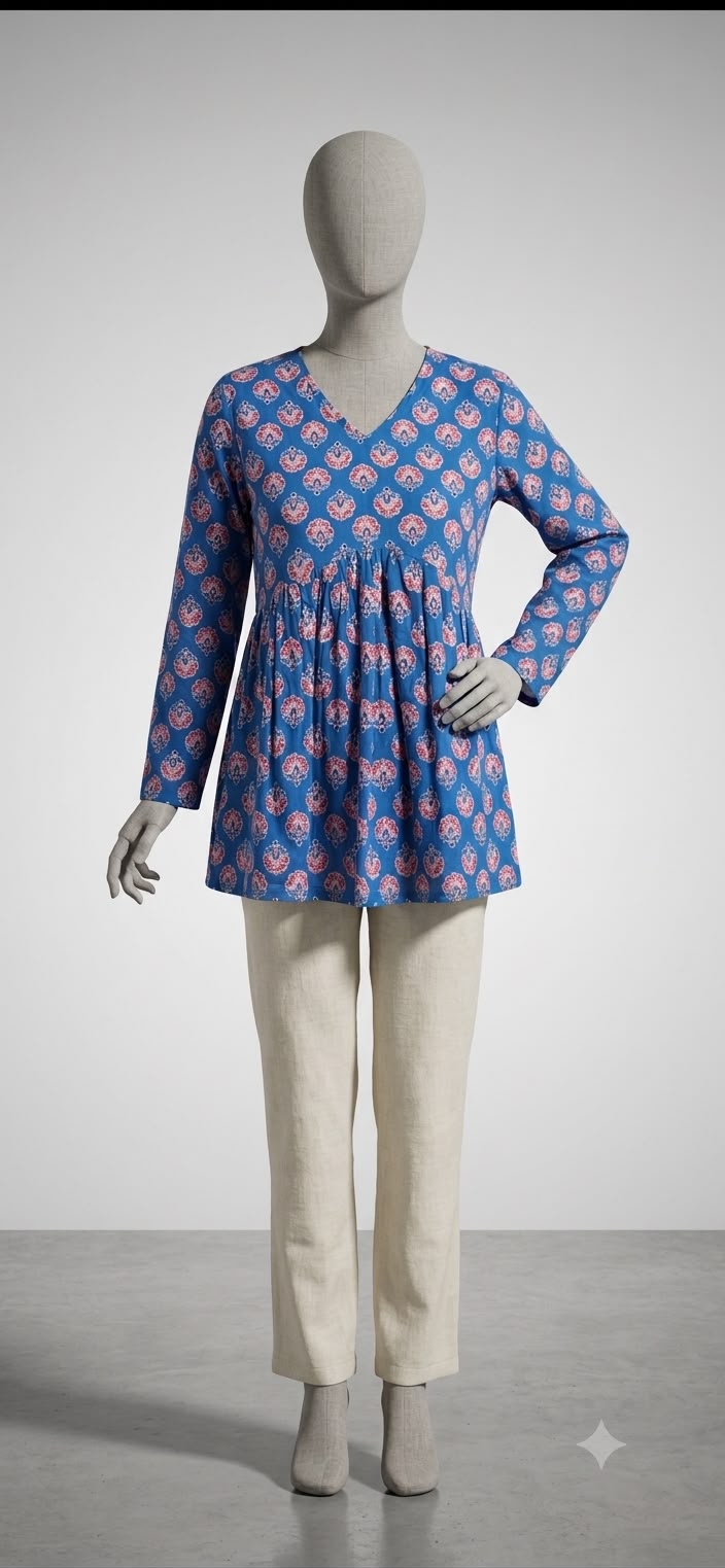 BLUE PEPLUM TOP