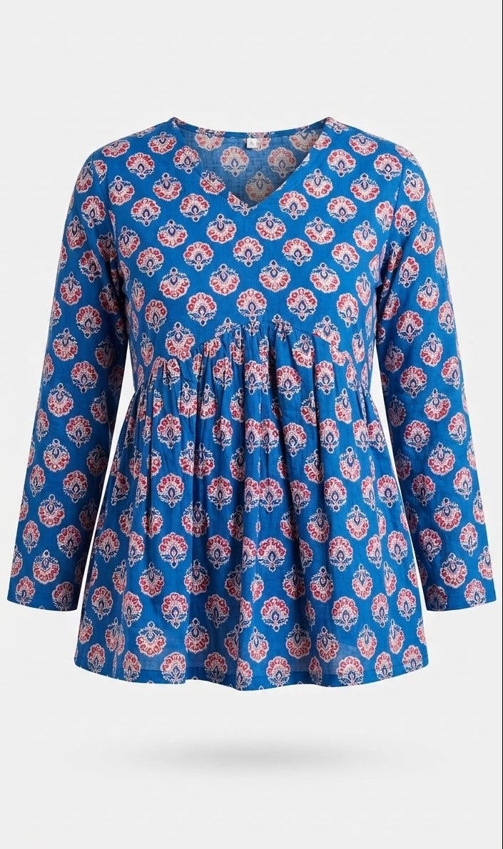 BLUE PEPLUM TOP