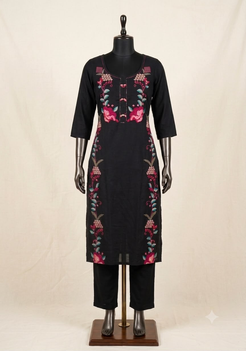 BLACK EMBROIDERY COORDS