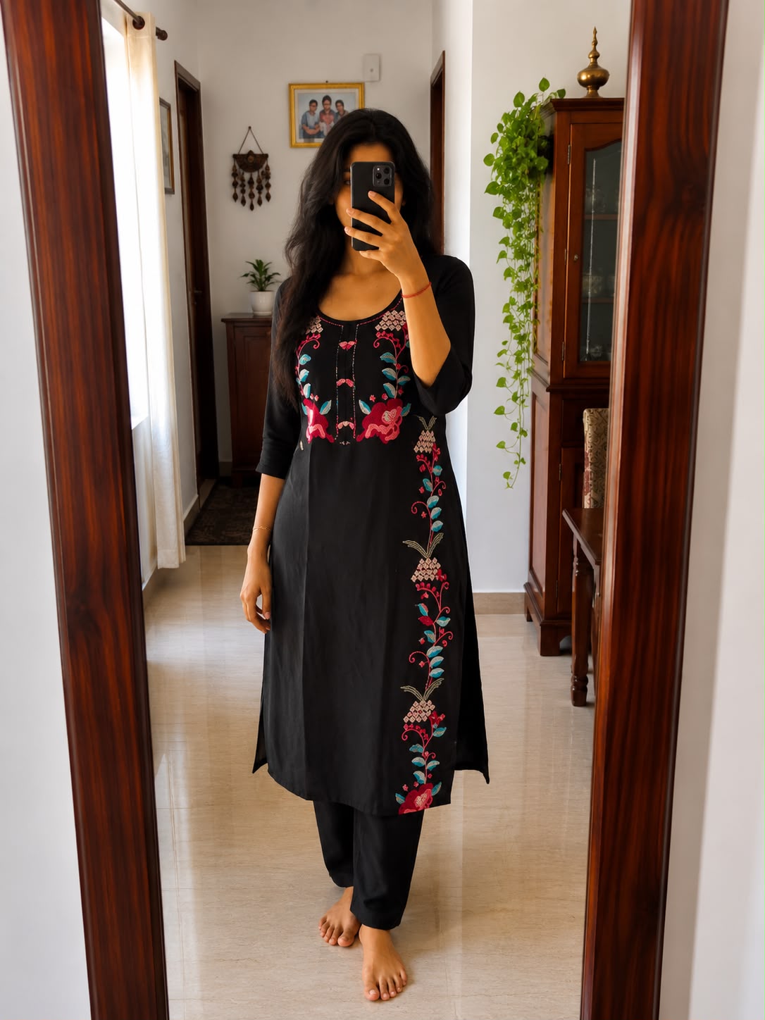 BLACK EMBROIDERY COORDS